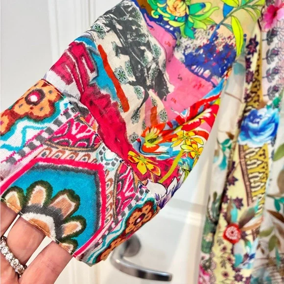 Johnny Was Floral Multicolor Midi Dress - Picture 4 of 6